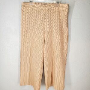 Ann Taylor‎ Tan White Textured Geometric Wide Leg Crop Trousers Career Womens 14